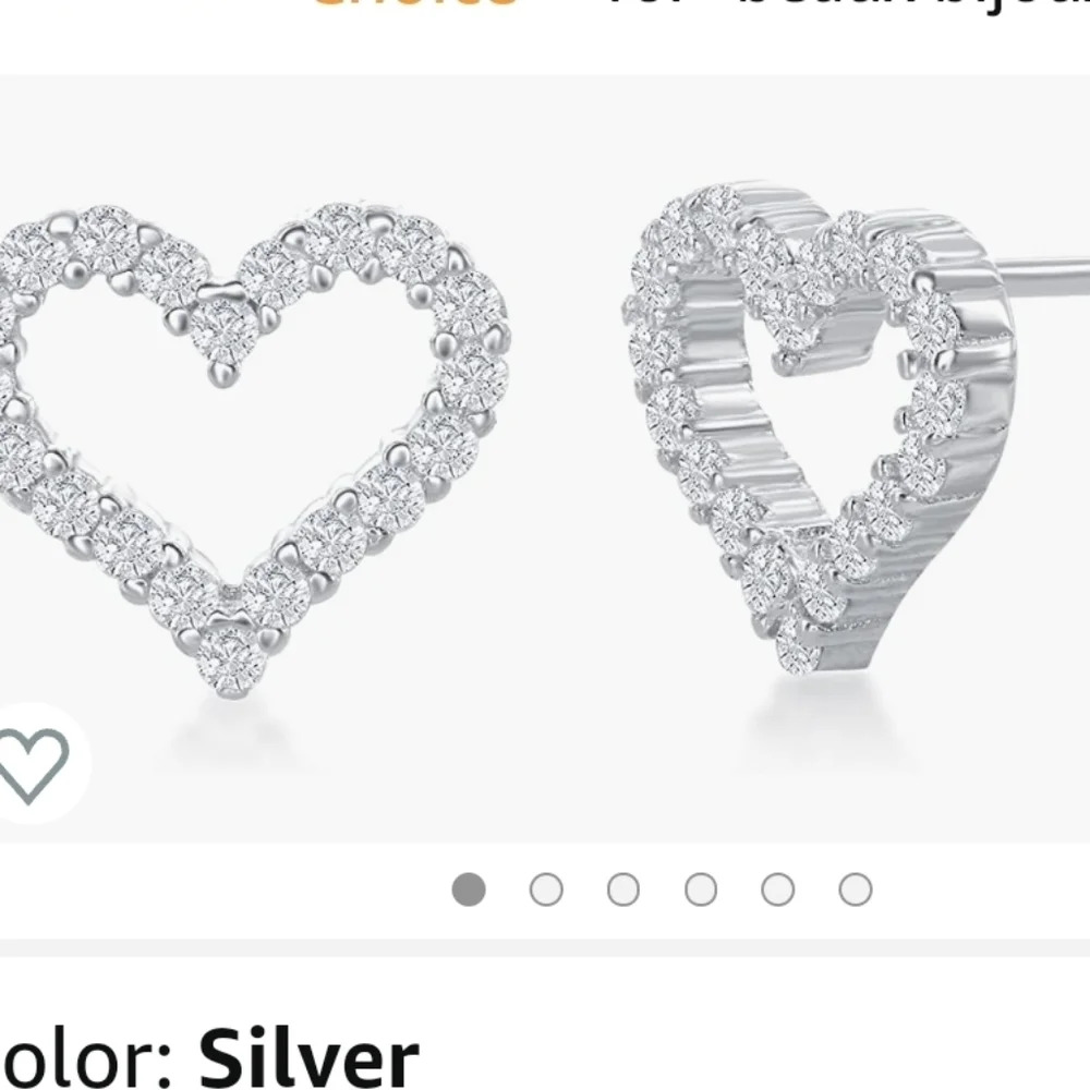NEW BEAUX BIJOUX  Sterling silver open heart CZ stud earrings
